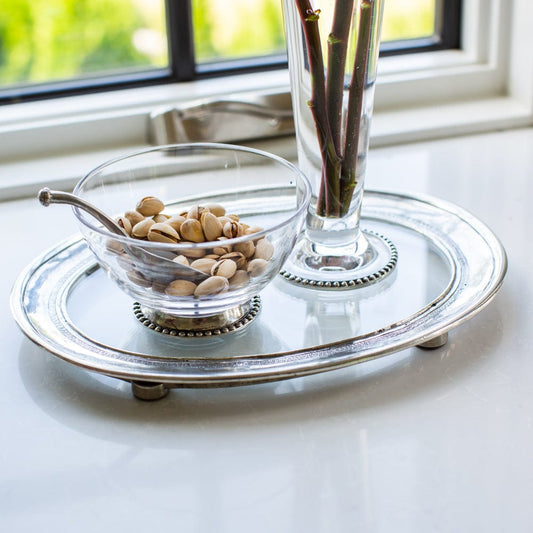 Roma Glass and Pewter Vanity Tray - Online Only